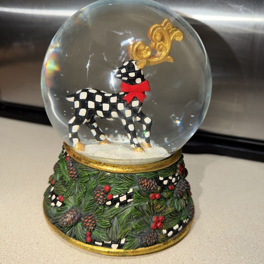 Mackenzie Childs WESTMINSTER DEER MUSICAL SNOW GLOBE Reindeer Christmas